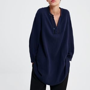 Zara Dress with Lace Inserts Long Sleeve NAVY BLUE
